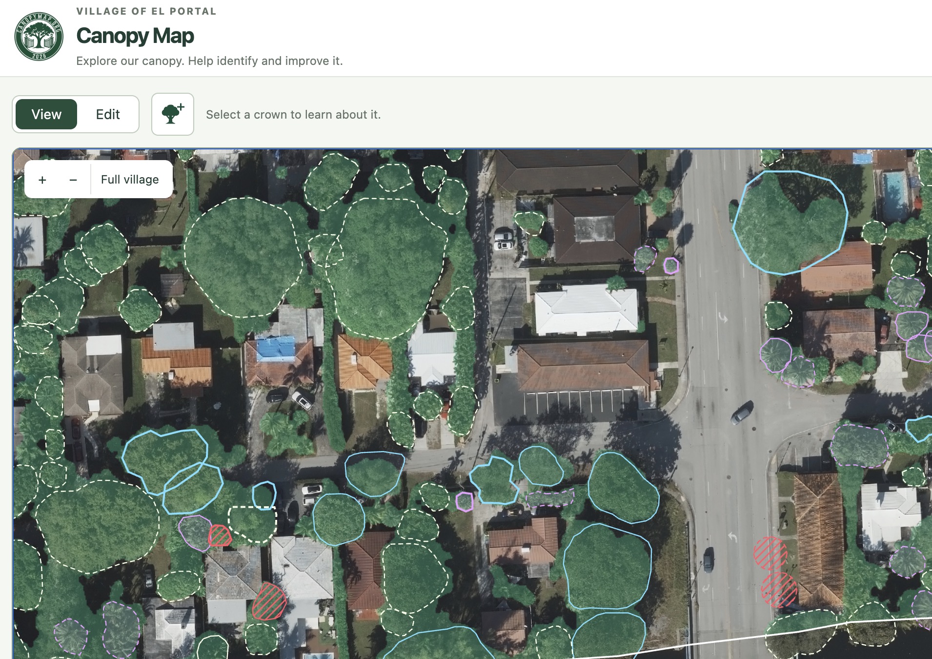 a view of Canopymap.org, a tool for mapping the tree canopy of the city.